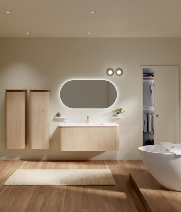 Badezimmer Bad Waschbecken Spiegel Schrank