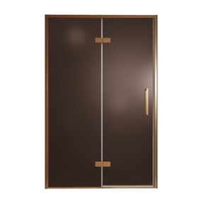 Balmani Senses Design douche draaideur links 140 cm x 210 cm Brons glas, Brushed Rosegold profielen
