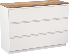 Linie Lado meuble salle de bains à poser 120 x 46 cm blanc mat avec Lado tablette simple ou double en mélaminé chêne naturel