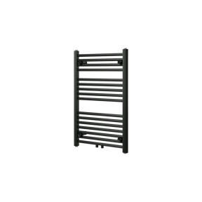 Vipera Kanza enkele handdoekradiator 50 x 80 cm centrale verwarming mat zwart zij- en middenaansluiting 448W