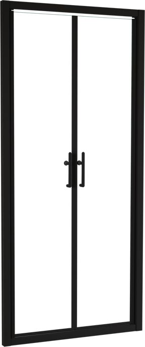 Linie Cadiz porte battante 90 cm x 190 cm verre transparent profil noir mat
