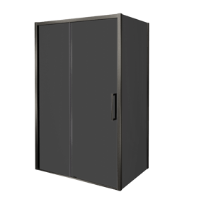Balmani Senses Design douchehoek met linkse schuifdeur en vaste zijwand, 160 x 90 cm, Rookglas, Brushed GunMetal profielen