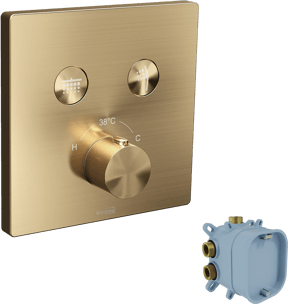 Blaufoss Smartbox Switch-Line thermostat de douche encastré 2 évacuations brushed champagne gold incl élément intégré