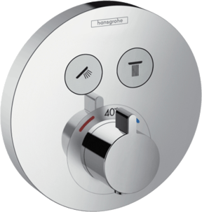Hansgrohe Showerselect S Round Thermostat-Duscharmatur: Unterputz, für 2 Verbraucher, Chrom glänzend