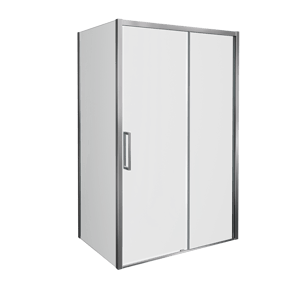 Balmani Senses Design douchehoek met rechtse schuifdeur en vaste zijwand, 120 x 100 cm, Helder glas, Glanzend chroom profielen