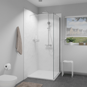 Linie Rumba douchebak 80 x 80 cm acryl mat wit leisteenstructuur