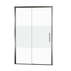 Balmani Senses Design douche schuifdeur links 160 cm x 210 cm Helder glas met matte strook glas, Brushed GunMetal profielen