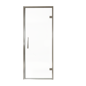 Balmani Senses Design porte pivotante à droite 90 cm x 210 cm verre transparent, Profil chrome