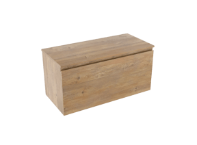 Linie Lado zwevend badkamermeubel 100 x 46 cm natuur eik met Lado enkel of dubbel tablet in melamine natuur eik