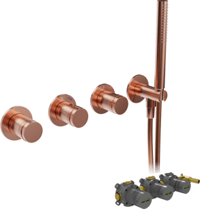 Blaufoss Pavilion Thermostat-Duscharmatur: Unterputz, Brushed Rosegold, Einbauelement inklusive
