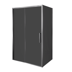 Balmani Senses Design Eckdusche: Schiebetür (Links) mit fixierte Seitenwand, 140 x 100 cm, Rauchglas, Profil Chrom glänzend
