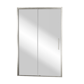 Balmani Senses Design Dusche Schiebetür, Links, 160 cm x 210 cm, Reflex-Spiegelglas, Profil Brushed CoolMetal