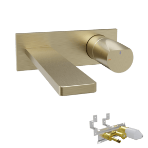 Blaufoss Eris EcoStart inbouw wastafelkraan Brushed Champagne Gold incl. inbouwelement