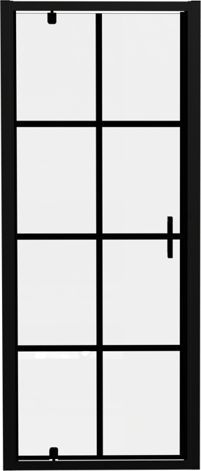 Luca Varess Vidor Duschtür: Drehtür, 80 x 190 cm, Square Glas, Schwarzes Profil, matt