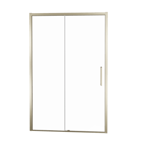 Balmani Senses Design Dusche Schiebetür, umkehrbar, 120 cm x 210 cm, Klarglas, Profil Brushed Champagner Gold