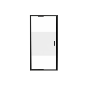 Luca Varess Vidor In douche draaideur 100 cm x 190 cm Helder glas met matte strook mat zwart profiel