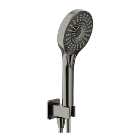 Blaufoss Onos Handbrause-Set: inkl. Wandanschlussbogen: 3jet, Brushed GunMetal