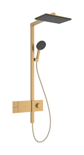 Hansgrohe Raindance Alive Q Showerpipe Duschsystem 210/340 1jet mit Ecosmart Showerselect Comfort, Brushed Bronze