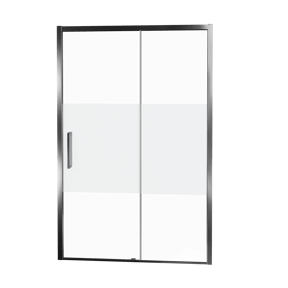 Balmani Senses Design douche schuifdeur rechts 120 cm x 210 cm Helder glas met matte strook glas, Chroom profielen