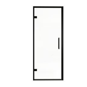Balmani Senses Design Dusche Drehtür, Links, 90 cm x 210 cm, Klarglas, Profil Schwarz