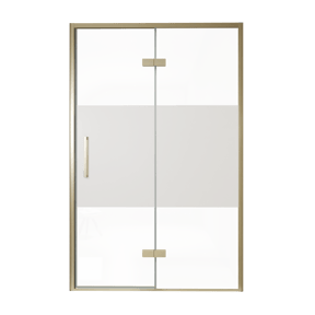 Balmani Senses Design porte pivotante à droite 140 cm x 210 cm verre transparent avec bande matte, Profil Brushed Champagne Gold