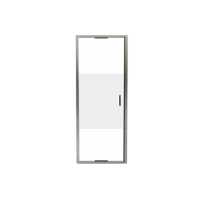 Luca Varess Vidor In porte pivotante 80 cm x 190 cm verre transparent avec bande matte chrome profil brillant