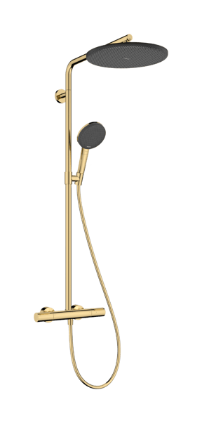 Hansgrohe Raindance Alive S Puro Showerpipe colonne de douche pluie 300 1 fonction de jet EcoSmart avec élement Ecostat thermostat  Polished Gold Optic