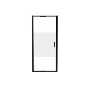 Luca Varess Vidor In douche draaideur 90 cm x 190 cm Helder glas met matte strook mat zwart profiel