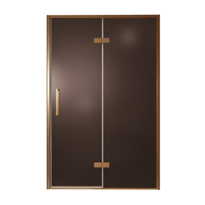 Balmani Senses Design douche draaideur rechts 140 cm x 210 cm Brons glas, Brushed Rosegold profielen