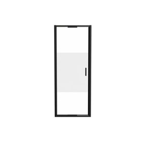 Luca Varess Vidor In Dusche Drehtür 80 cm x 190 cm Klarglas mit mattiertiem Streifen matt Schwarz profil