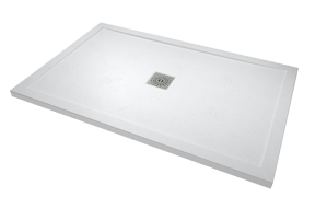Linie Lido douchebak 140 x 90 cm composietmarmer mat wit leisteenstructuur
