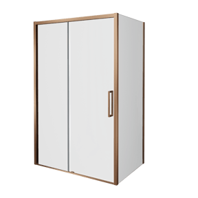 Balmani Senses Design douchehoek met linkse schuifdeur en vaste zijwand, 140 x 80 cm, Helder glas, Brushed Rosegold profielen