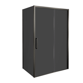 Balmani Senses Design douchehoek met rechtse schuifdeur en vaste zijwand, 160 x 90 cm, Rookglas, Brushed GunMetal profielen
