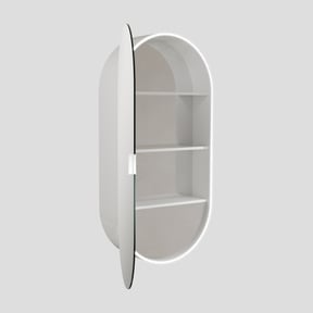 Luca Varess Oval spiegelkast ovaal 45 x 90 cm mat wit met spiegelverlichting