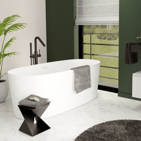 Luca Varess Sutilo Freistehende Badewanne: 160 x 75 cm, Acryl, Weiß matt