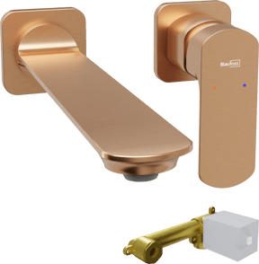 Blaufoss Bodan Unterputz-Waschbecken Armatur: Brushed Rosegold, Einbauelement inklusive