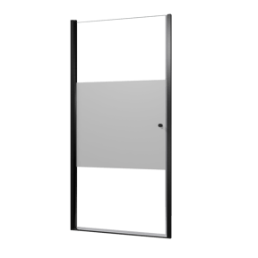 Luca Varess Kuresa porte pivotante 100 x 200 cm verre transparent avec bande matte profil noir mat