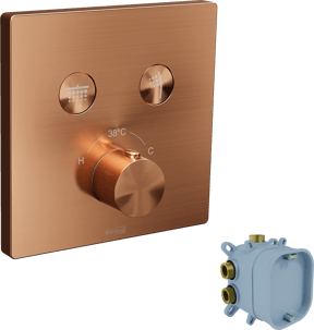 Blaufoss Smartbox Switch-Line thermostat de douche encastré 2 évacuations Brushed Rosegold incl élément intégré