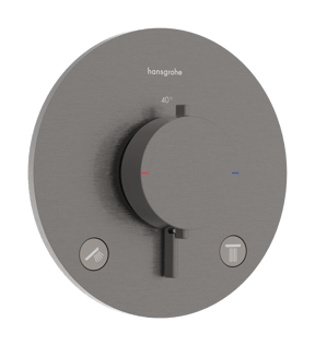 Hansgrohe Ecostat Comfort S Thermostat-Duscharmatur: Unterputz, für 2 Verbraucher, Brushed Black Chrome
