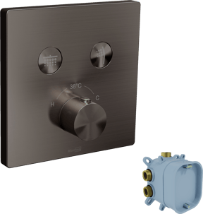 Blaufoss Smartbox Switch-Line thermostat de douche encastré 2 évacuations Brushed GunMetal incl élément intégré