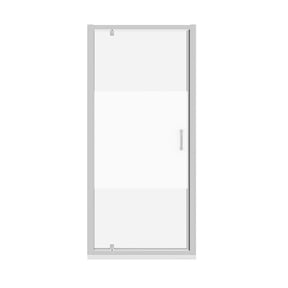 Luca Varess Vidor douche draaideur 90 x 190 cm helder glas met matte strook glanzend chroom profiel