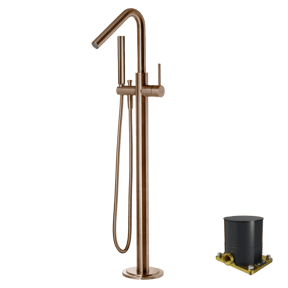 Blaufoss Round Move robinet baignoire îlot avec douchette Brushed Rosegold
