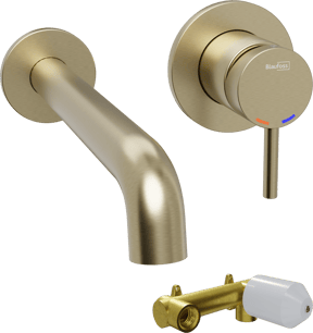 Blaufoss Round inbouw wastafelkraan Brushed Champagne Gold incl. inbouwelement