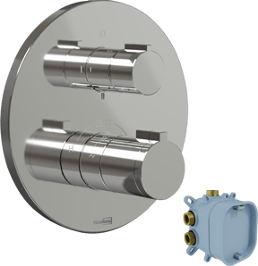 Blaufoss Smartbox Round Thermostat-Duscharmatur: Unterputz, für 2 Verbraucher, Chrom glänzend