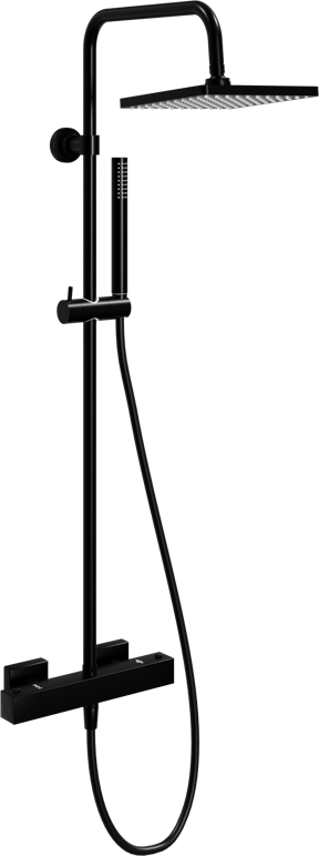 Linie Mavin 200 opbouw regendoucheset met thermostatische kraan Mat Zwart
