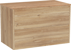 Storke Seda hängendes Möbelstück Set: 95 x 52 cm, Rohe Eiche, mit Panton Einzel Waschtischplatte, Melamin Rohe Eiche