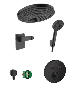 Hansgrohe Showerselect S thermostatische kraan Inbouw regendoucheset met regendouchekop Mat Zwart