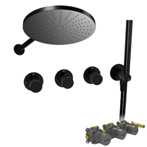 Blaufoss Pavilion thermostatische kraan Inbouw regendoucheset met regendouchekop Ø30cm Mat Zwart