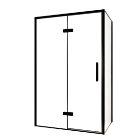 Balmani Senses Design douchehoek met linkse draaideur en vaste zijwand, 120 x 90 cm, Helder glas, Zwarte profielen