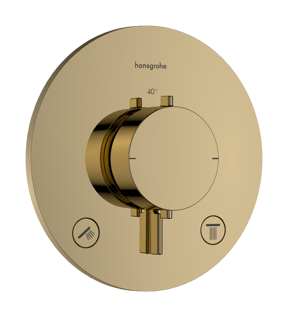 Hansgrohe Ecostat Comfort S Thermostat-Duscharmatur: Unterputz, für 2 Verbraucher, Polished Gold Optic